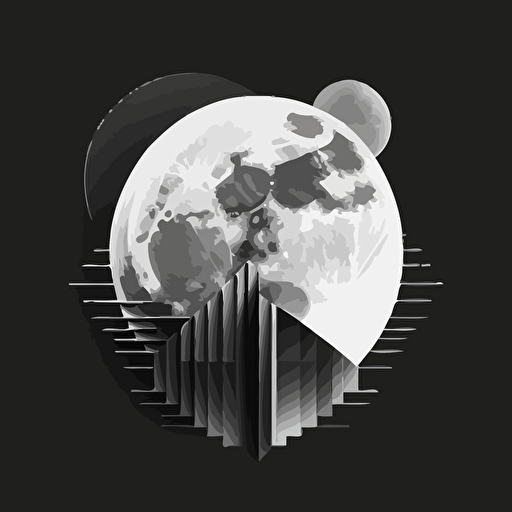 geometric, vector, logo, solid background, concept art, full moon