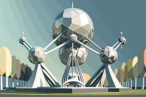 2D vector art Brussels Atomium monument