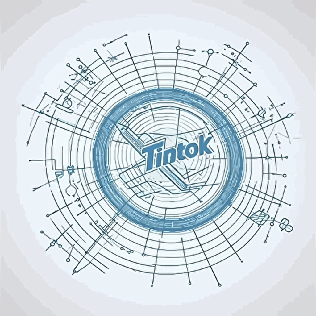 vector 3 dimensional TIkTOk logo blueprint drawing on simple white background