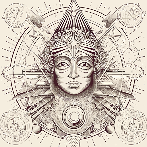 truth conciousness bliss sat chit ananda line drawing vector illustration exquisite esoteric vision