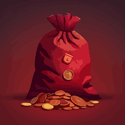 / tip of the red money bag vector with coins