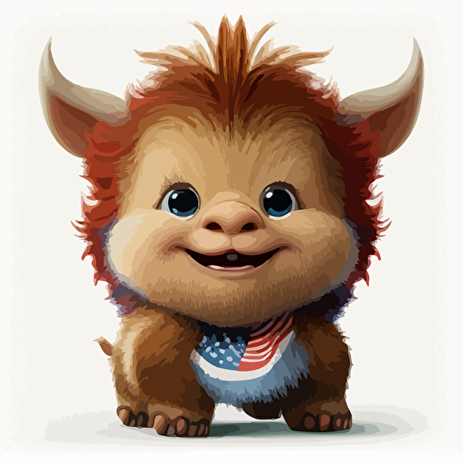 A gorgeus baby fur NRA baby, smiling, republican party style, white background, vector art , pixar style