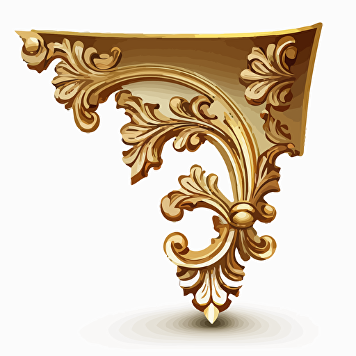 a gold ornamental corner bracket in a 2-d vector design