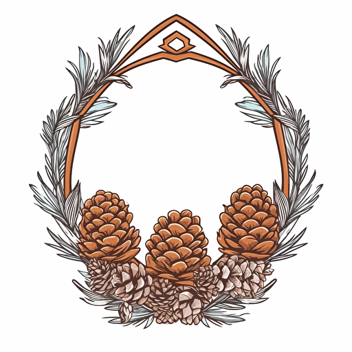 Vector cartoon FRAME crest of a pine cone white background