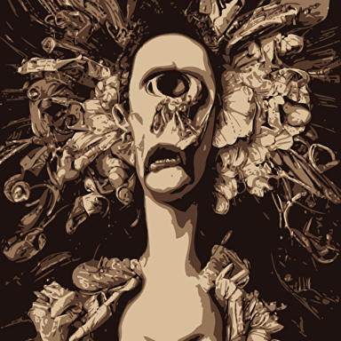 detailed maximalist portrait large lips large white eyes angry exasperated expression extra fleshy hands hd mixed media 3d collage highly detailed intricate surreal illustration style caravaggio dark art baroque