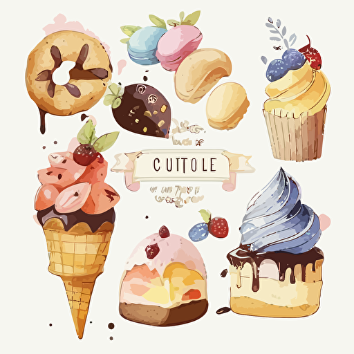 Consider creating a vector logo that features a sillhouette of baked goods . This could include cakes, cookies, bread, etc. All of the elements could be rendered in vector detail and rich, pastel watercolors, set against a pure white background