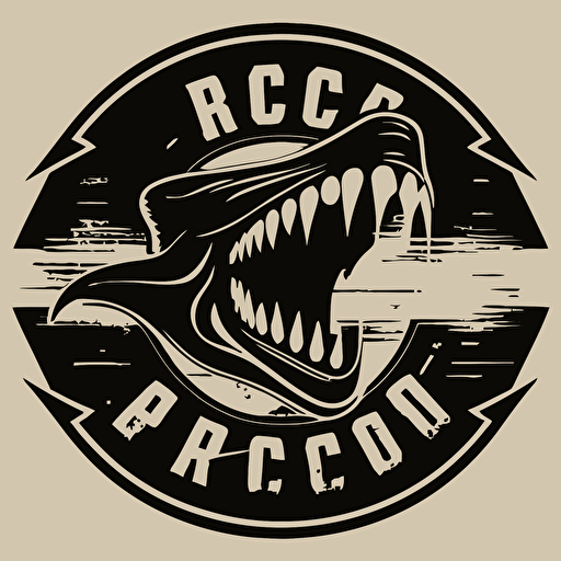 logo of a wild board roaring on a white background, "RC08" written on the white background , vector, black background, US ARMY WWII theme, high res