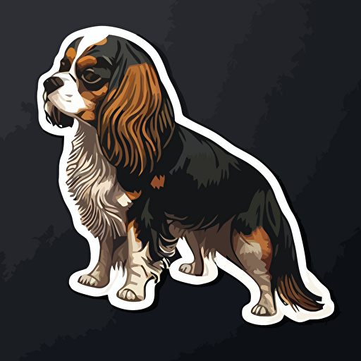 cavalier king charles spaniel vector art sticker