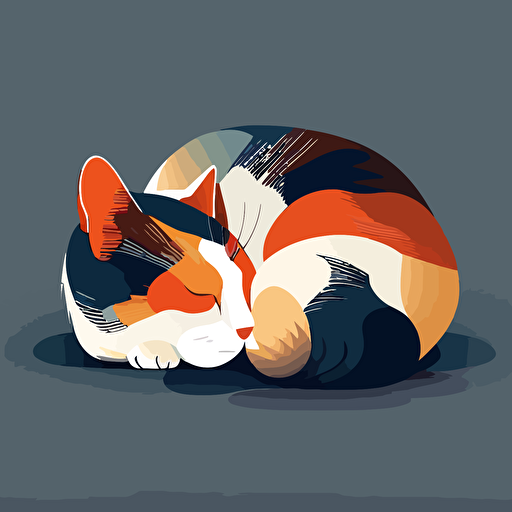 simplistic vector sleeping calico cat