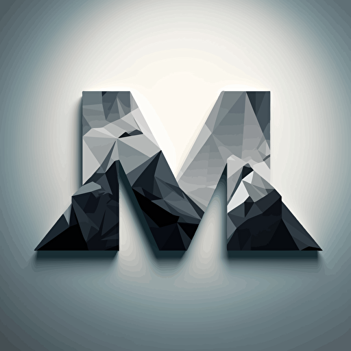 letters "MT" built from polygons, simple, vector logo, monotone