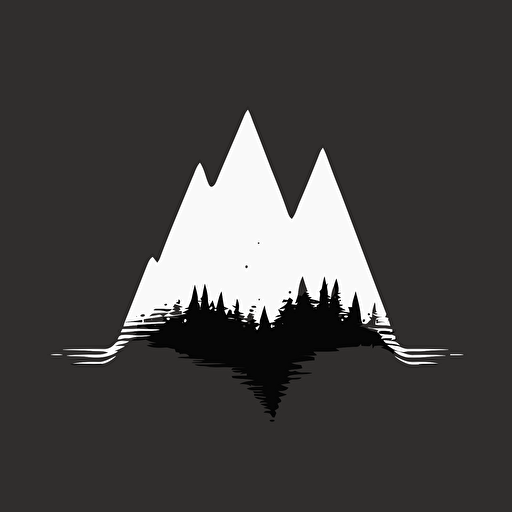 flat vector logo of triangle, black and white, sound wave form wrapped around mountine, simple minimal, by Ivan Chermayeff
