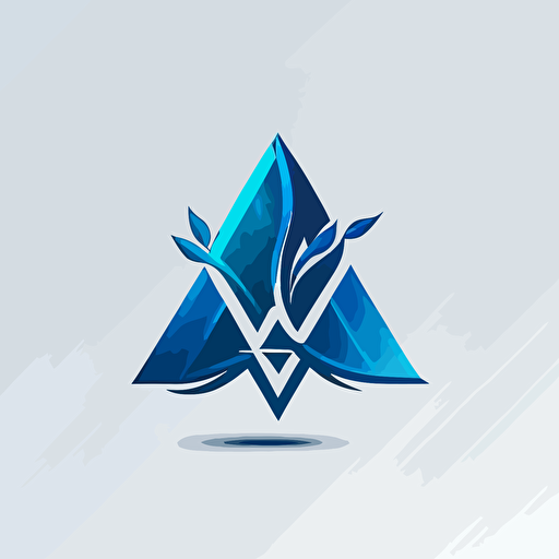 a symbol only logo for a modern and professional company. I want it to reflect AI symbolism, I want it to have a glass effect with blue colour tones, I imagine the shape to be like an arrow or vector that points up with a white tree growing inside of it