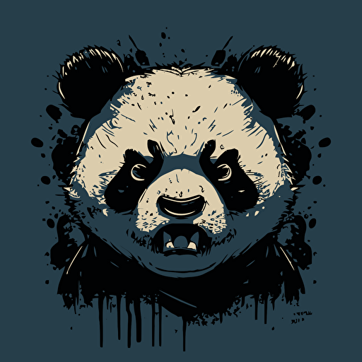 angry panda face vector drawing