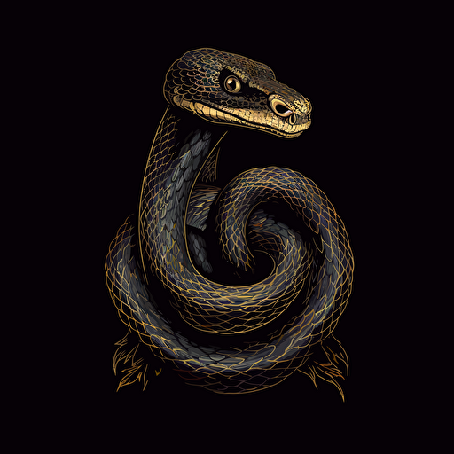vector illustration of black snake, logo, hd