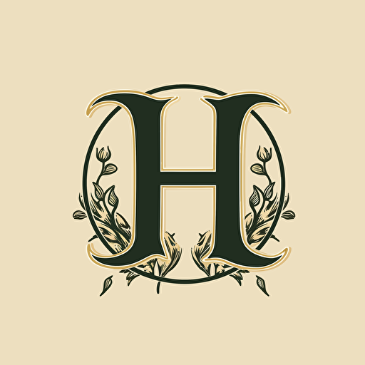 A lettermark of letter H, logo, serif font, vector, simple