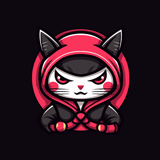 a logo of a funny ninja, japan style , cartoon head, 2d art, Hello Kitty aesthetics, vector