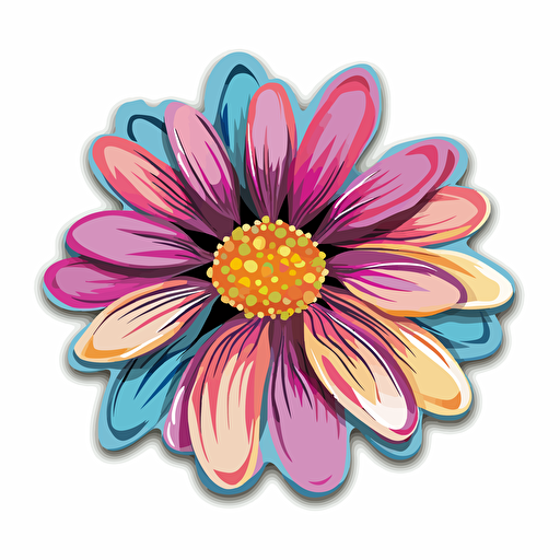 beautiful flower, fussy cut, sticker, vector, white background