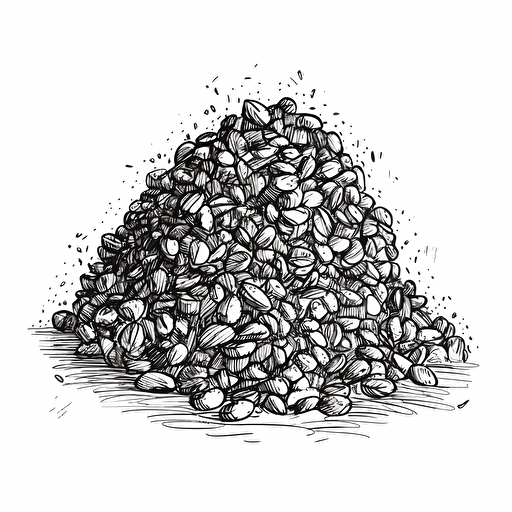 line drawing of pile of coffee beans, black ink, simple, minimalist style, spontaneous marks, vector illustration