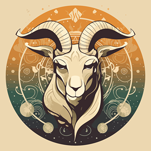 create a retro capricorn zodiac sign, vector ,white clipart