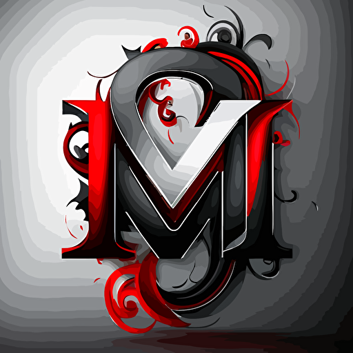 letters g-m-g, logo,vector, fashion brand, black red and gray color