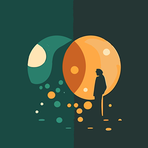 minimalist vector illustration symbolising psychotherapy using only the colors butterscotch, light orange and midnight green aspect ratio 16:9