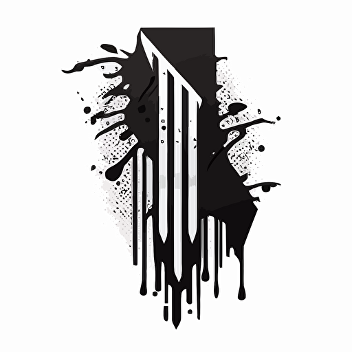 Retro futuristic iconic logo of Torn necktie, black vector, on white background.