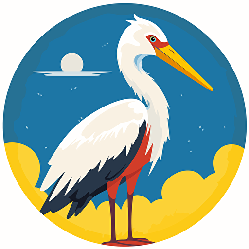 Stork, vector, ukrainean, flat head only, with ukrainean symbol