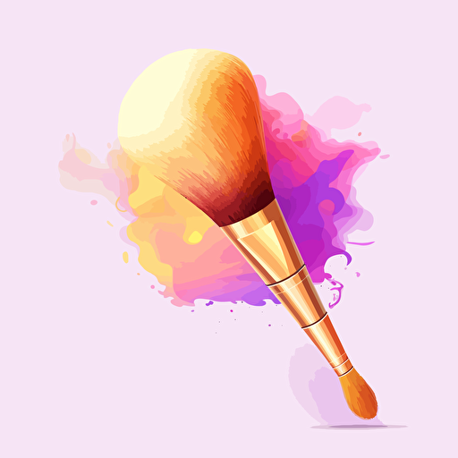 makeup brush, big brush, pink purple, golden body, illustration, vector art, 2d game art