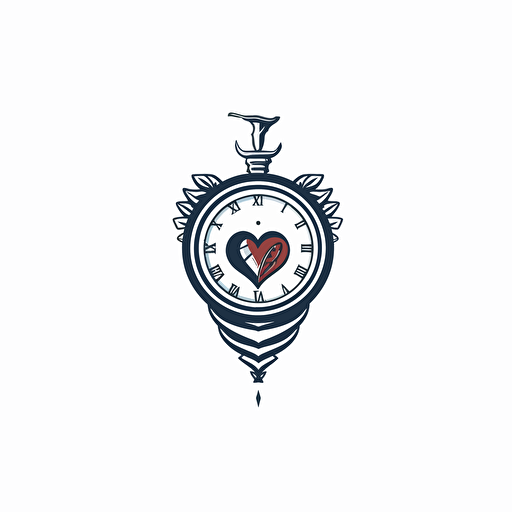 logo of a dagger heart and a hour glass and white, very introverted, circle, simple vector, illustrator, white background, full HD