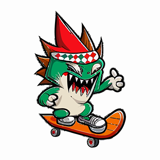 cupacabra riding a skateboard, vector logo, vector art, emblem, simple cartoon, 2d, no text, white background