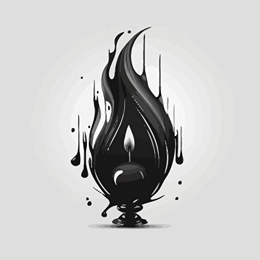 logo for a business of a black candle with a black flame. vector, logotype, 2d, high definition