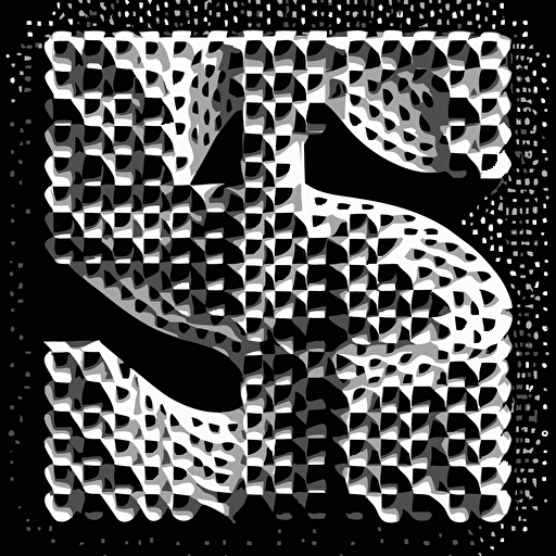 creating a pattern with the letter S, repeating the letter S, black and white, vector, simple::