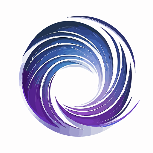 flat vector logo of circle, swirling vortexes, blue purple gradient, simple minimal