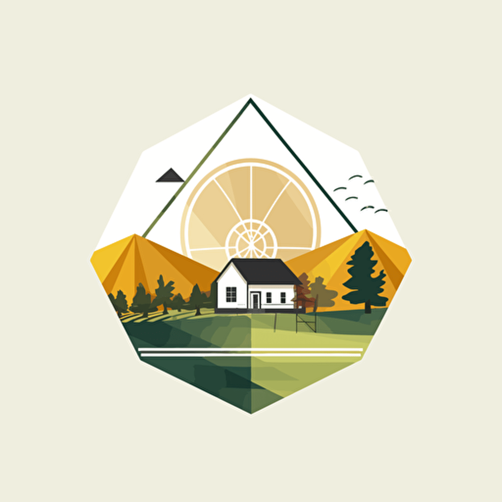 create a geometric real estate logo, vector style, country side life