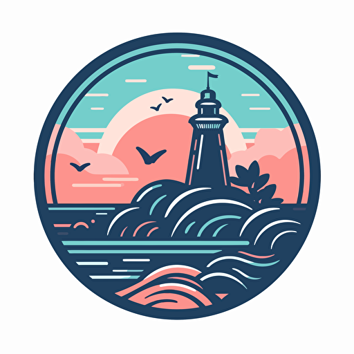 create minimalistic vector style logo for company bermies. Use color palette pink and blue. Should have no details. Sticker style. Nautical vibes. Island of Bermuda