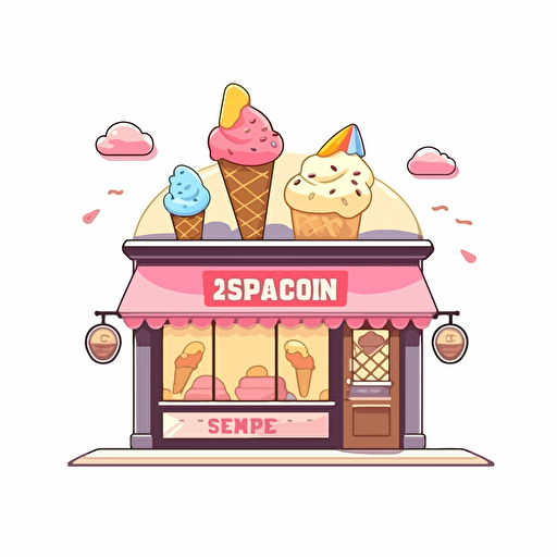 logo design for icecream shop, detailed, cartoon style, 2d clipart vector, creative and imaginative, hd, white background