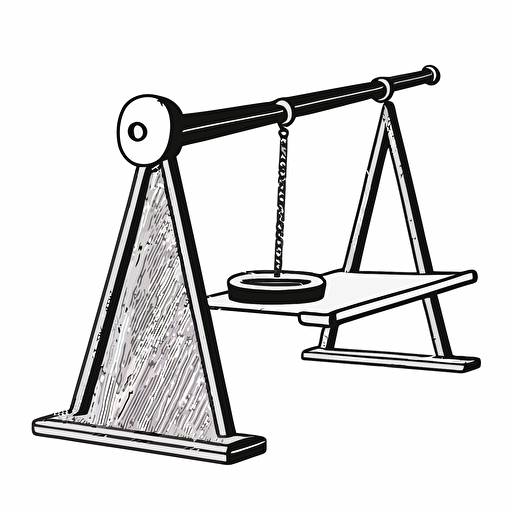 black and white vector art illustration of a simple seesaw on a playground