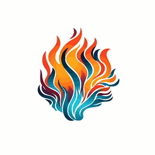 vector style illustration, stylised logo of a brain on fire, on white background