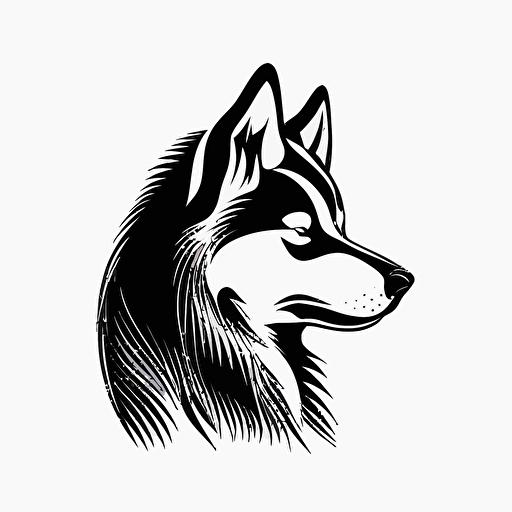 simple mascot iconic logo of a husky for a dog expedition, black vector on a white background