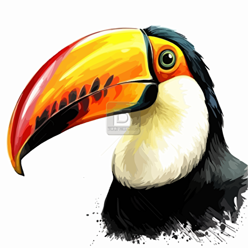 Toucan bird looking straight in the camera, white bg, vector