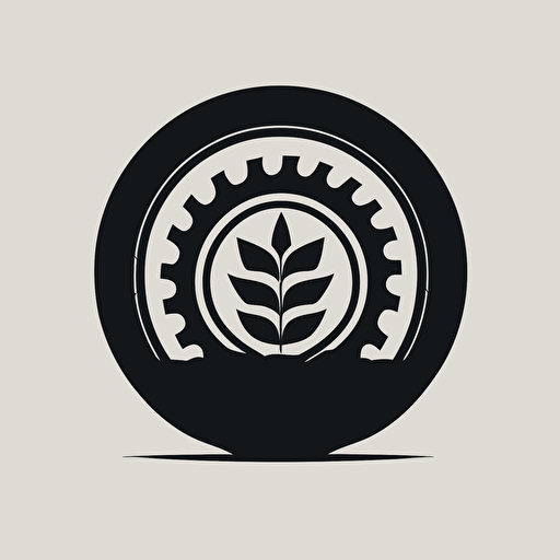 An emblem logo with a cute car tire. flat vector minimal