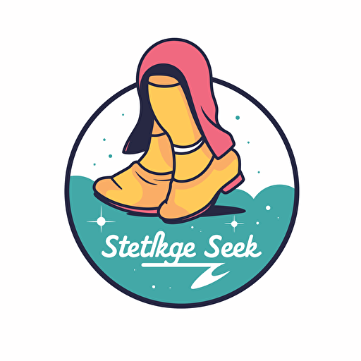 a vector logo for a community women's only walking group called step-sisters, incorporating a shoe and hijab