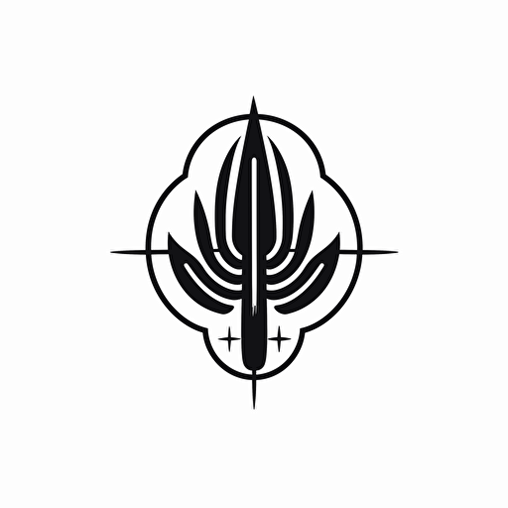symmetrical logo of a cactus, vector illustration, minimal, black and white