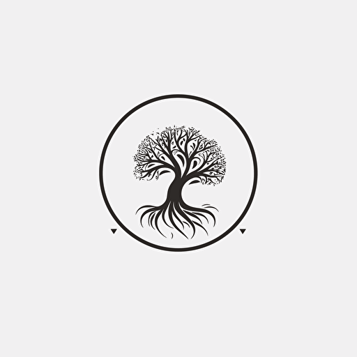 circular logo, tree, seeds, vector, minimalist, whitespace, white background
