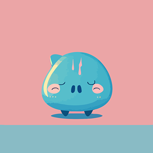 cute flat vector of worried blue piggy bank on pale pink background