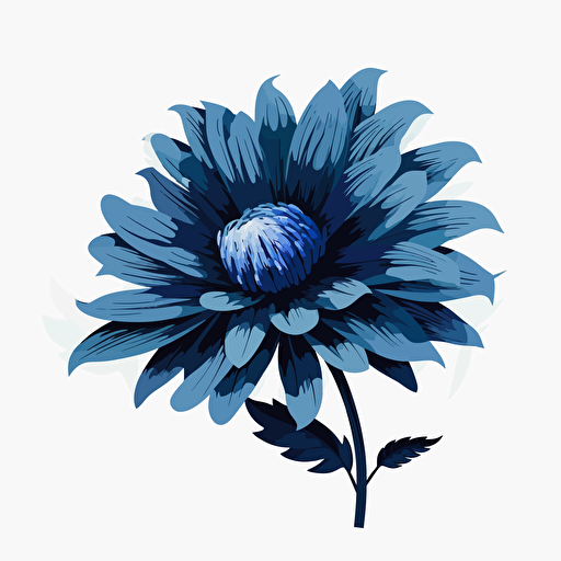 vector illustration style, one blue flower, white background, high quality,