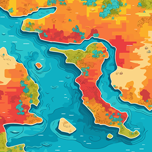 Tokelau atolls flat vector drawing cheerful colours ar 16:9