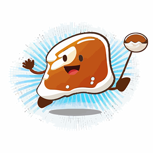 logo,mascot, simplistic, jiggling jello, catching an oblong brown ball, vector, white background