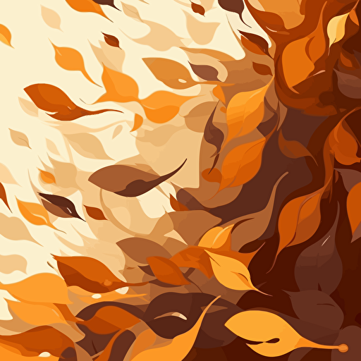 autumn leaves falling in the air, fluid and sleek minimalist design, vector art, orange and brown, fluid