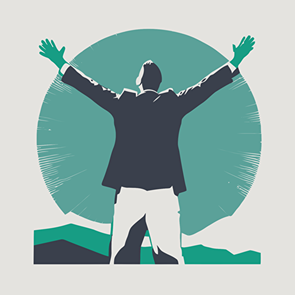 A man with raised hands living his life's mission standing with raised hands minimalist hymn raised hands wikihow vector image illustration,